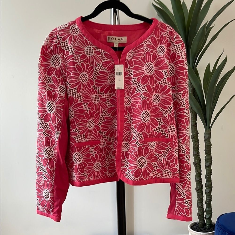 Anthropologie Pink and White Floral Suit Jacket - Picture 4 of 11